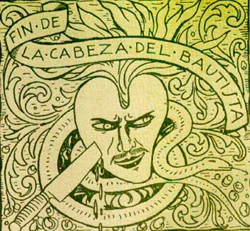 Ilustración inicial de «La Cabeza del bautista» en la 1ª edición de «El Retablo de la avaricia, la lujuria y la muerte»en Opera Omnia (1927).