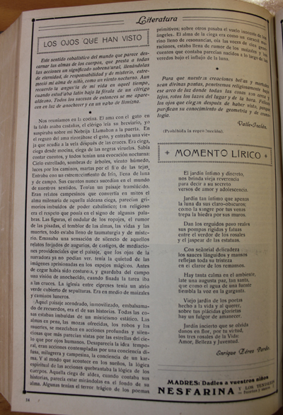 Valle
                  Inclan Los ojos que han visto Juventud octubre 1915