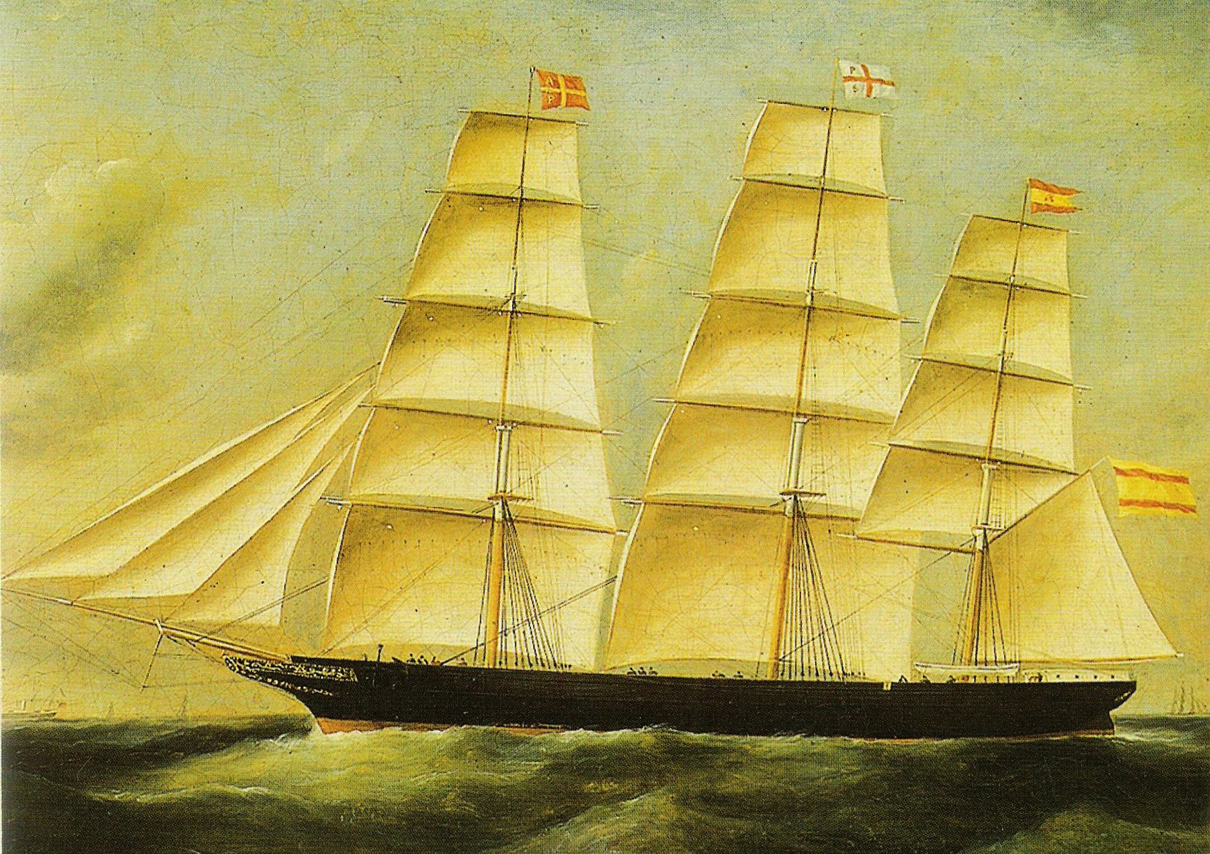 Representación de un velero con aparejo de
            fragata.